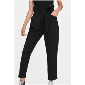 Kori Black High-waisted Wide-leg Paper Bag Trousers Women's S NWT
